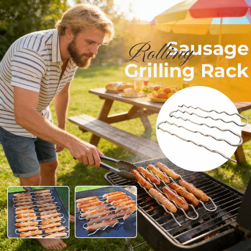 🌭 [Grill Master Essential] BBQ Sausage Roller Rack 🔥✨