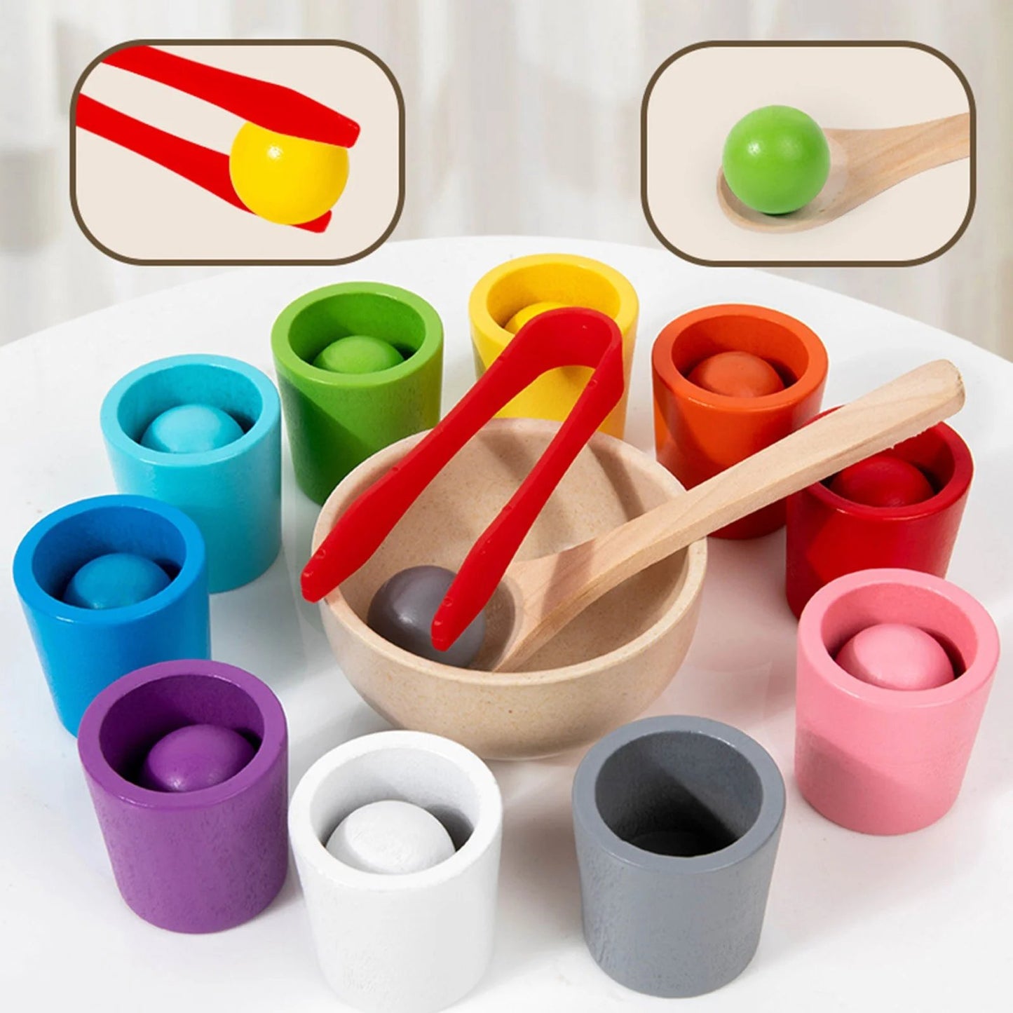 Rainbow Balls in Cups Toddler Montessori Toys