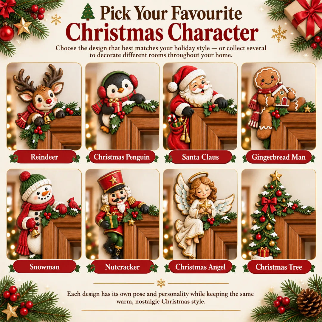 🎅 3D Sculpted Christmas Door Frame Corner Decor