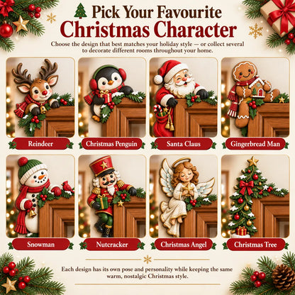 🎅 3D Sculpted Christmas Door Frame Corner Decor
