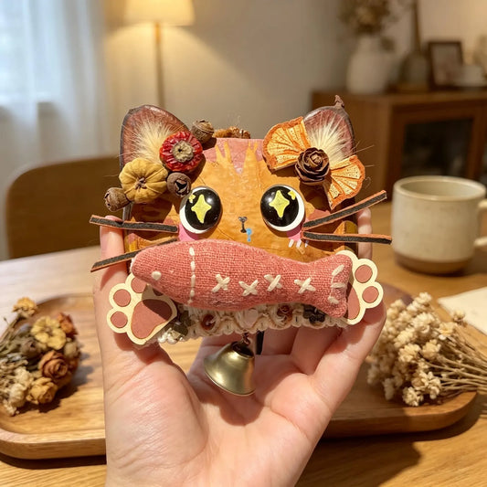 Handmade Entada Bean Pod Doll DIY Kit Cat Pendant Craft Gift-Nabby