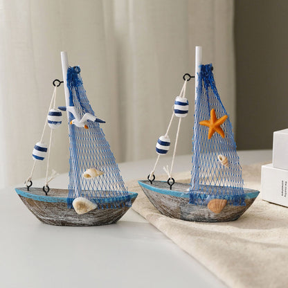 Nautical Mediterranean Wooden Sailboat Model