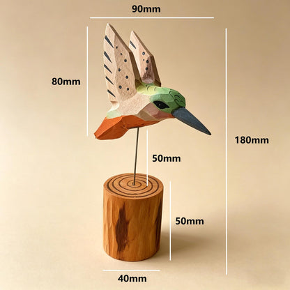 Hand-Carved Wooden Hummingbird Figurine
