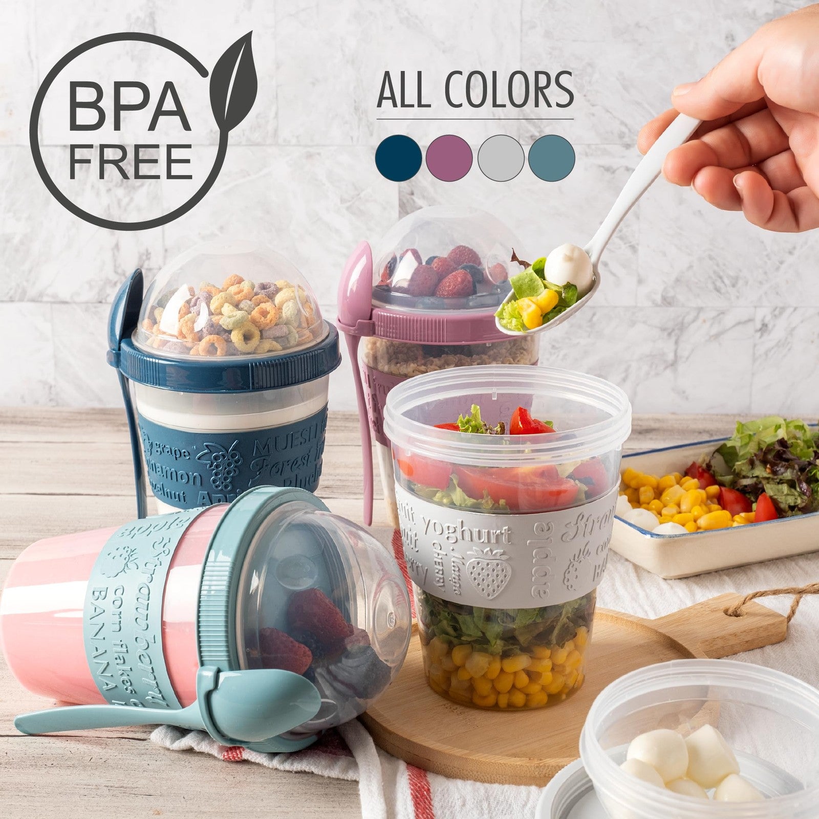 Yogurt Parfait Cups with Lids & Spoons Secondary image