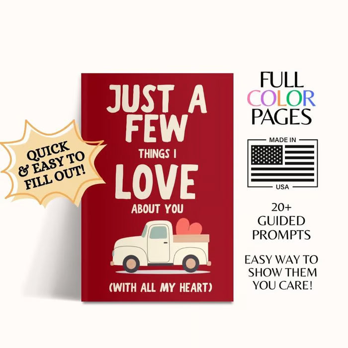 ❤️Just A Few Things I Love About You (With All My Heart) Fill In The Blank Gift Book📚