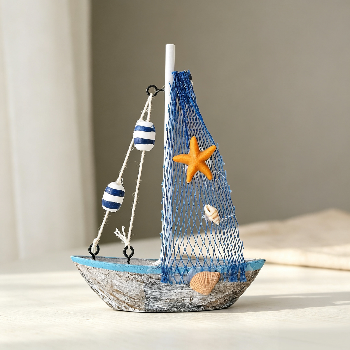 Nautical Mediterranean Wooden Sailboat Model