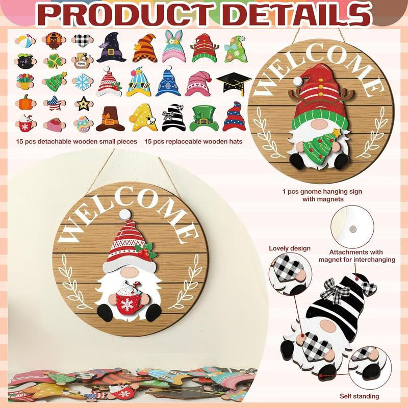 💫Interchangeable Wooden Gnome Decor🚪