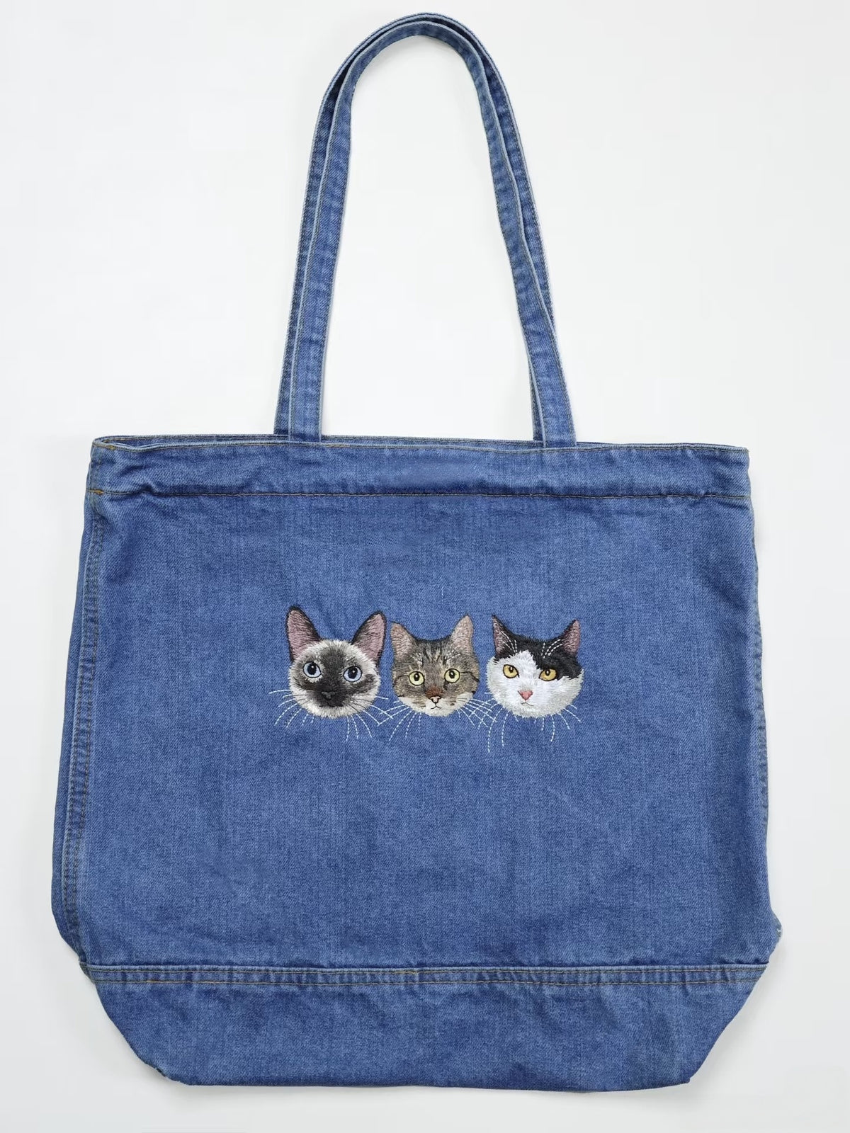 Custom Pet Portrait Embroidered Denim Tote Bag | Handmade Sentimental Pet Keepsake Gift（副本）