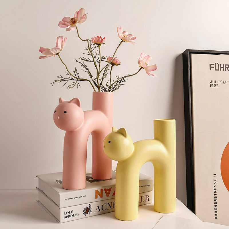 Tube Cat Flower Vase