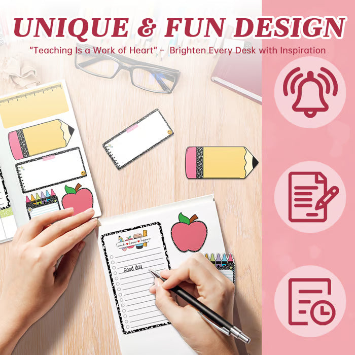 📝 "Teaching with Heart" Teacher's Sticky Notes – well-organized and inspiring, the perfect gift for teachers! ❤️🍎