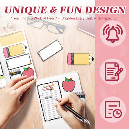 📝 "Teaching with Heart" Teacher's Sticky Notes – well-organized and inspiring, the perfect gift for teachers! ❤️🍎