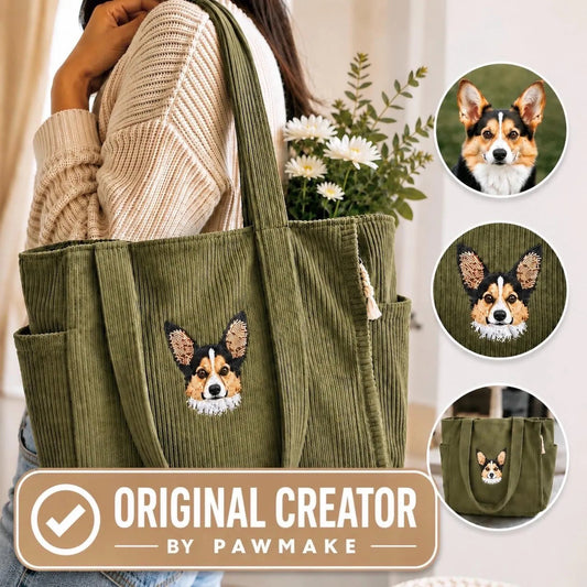 Custom Pet Portrait Embroidered Tote Bag | Handmade Sentimental Pet Keepsake Gift
