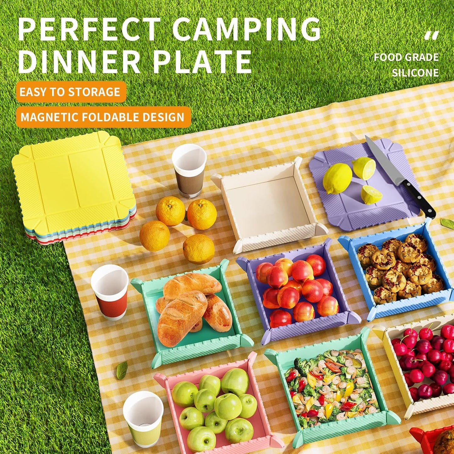 Collapsible Camping Bowls with Magnet(4 PCS)