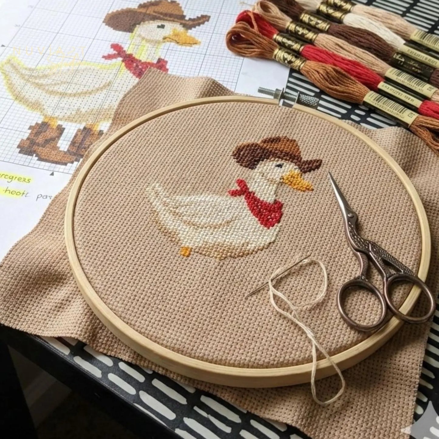 🦢Cowboy Duck Cross Stitch DIY Kit