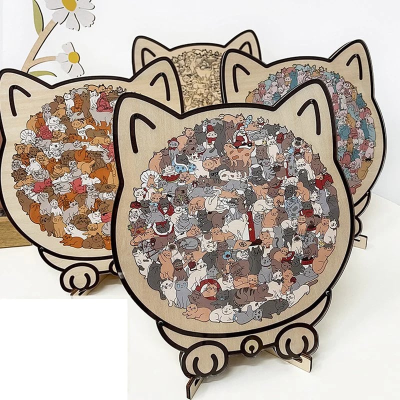 🎁Wooden Cat Puzzle with 135 Pieces
