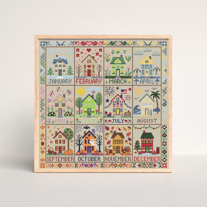 12 Month House Calender Cross Stitch DIY Kit-Home for All Seasons