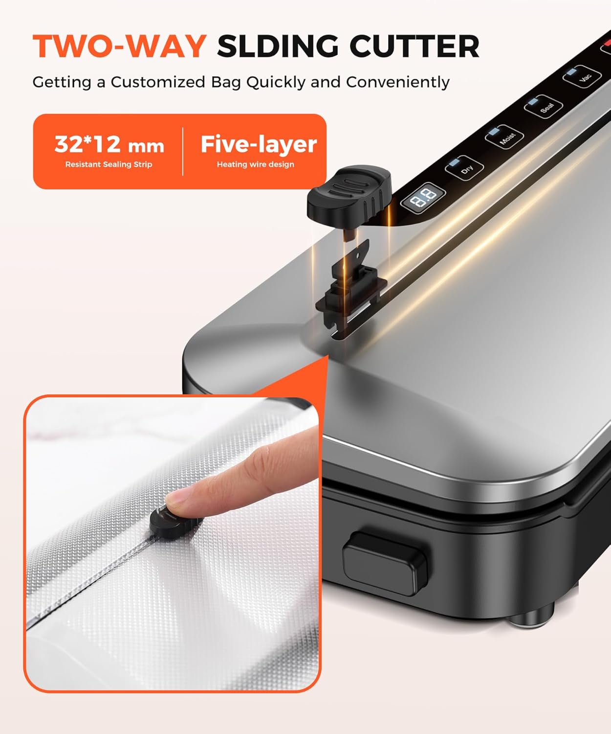 Food Vacuum Sealer Includes 10 Bags (Sliver)