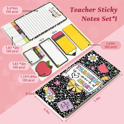 📝 "Teaching with Heart" Teacher's Sticky Notes – well-organized and inspiring, the perfect gift for teachers! ❤️🍎