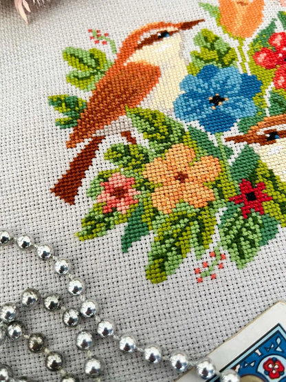 Birds and Blooms Cross Stitch Kit