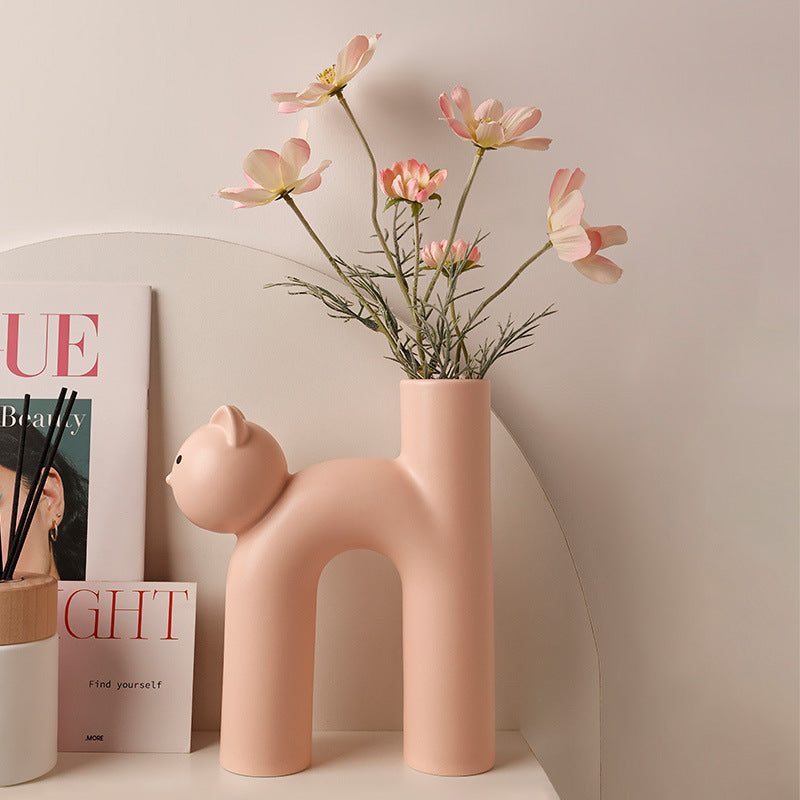 Tube Cat Flower Vase