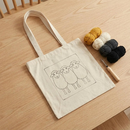 🐑 Three Sheep Punch Needle Tote Bag Kit