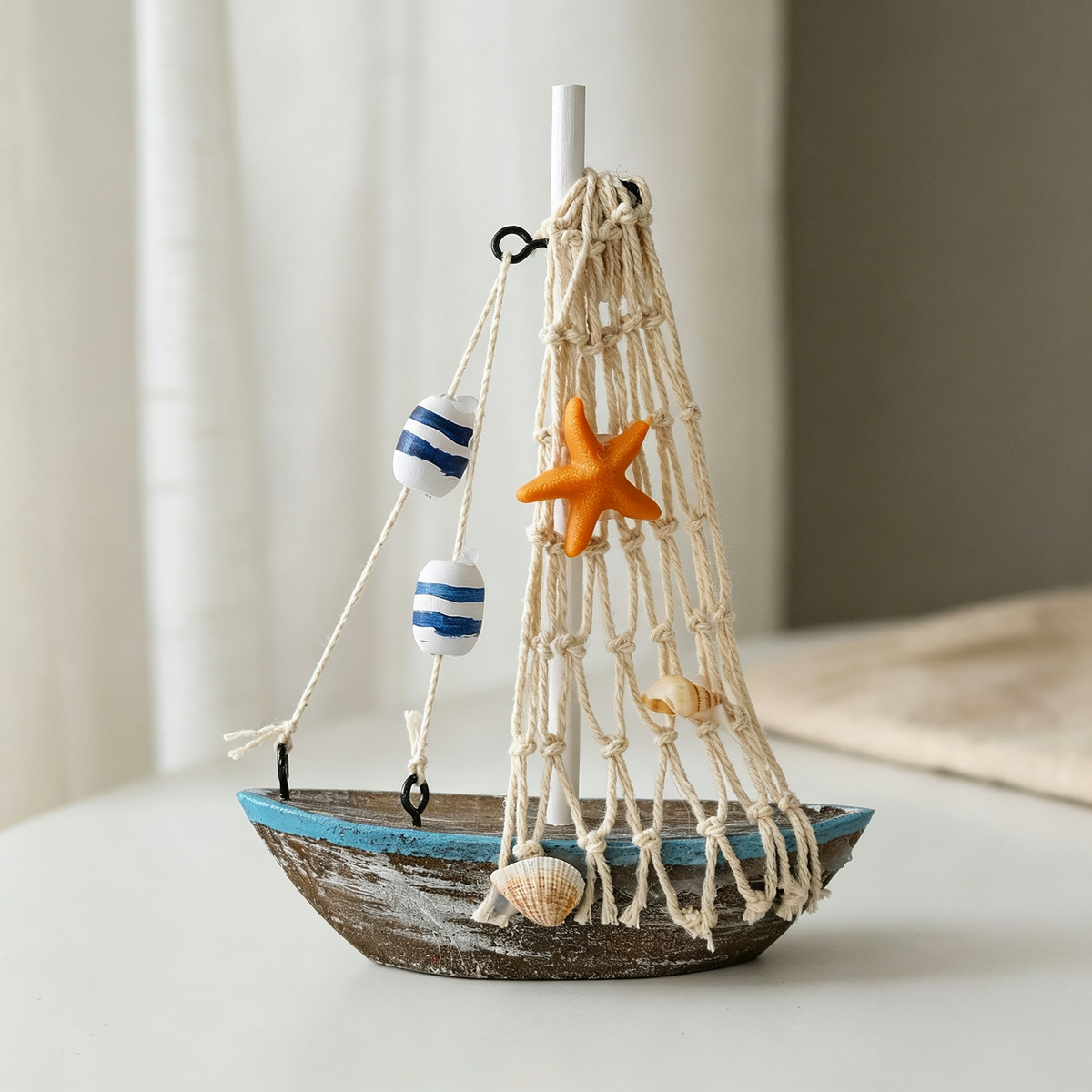 Nautical Mediterranean Wooden Sailboat Model