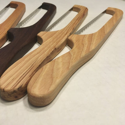 Wood Bow Bread Knife with Serrated Stainless Steel