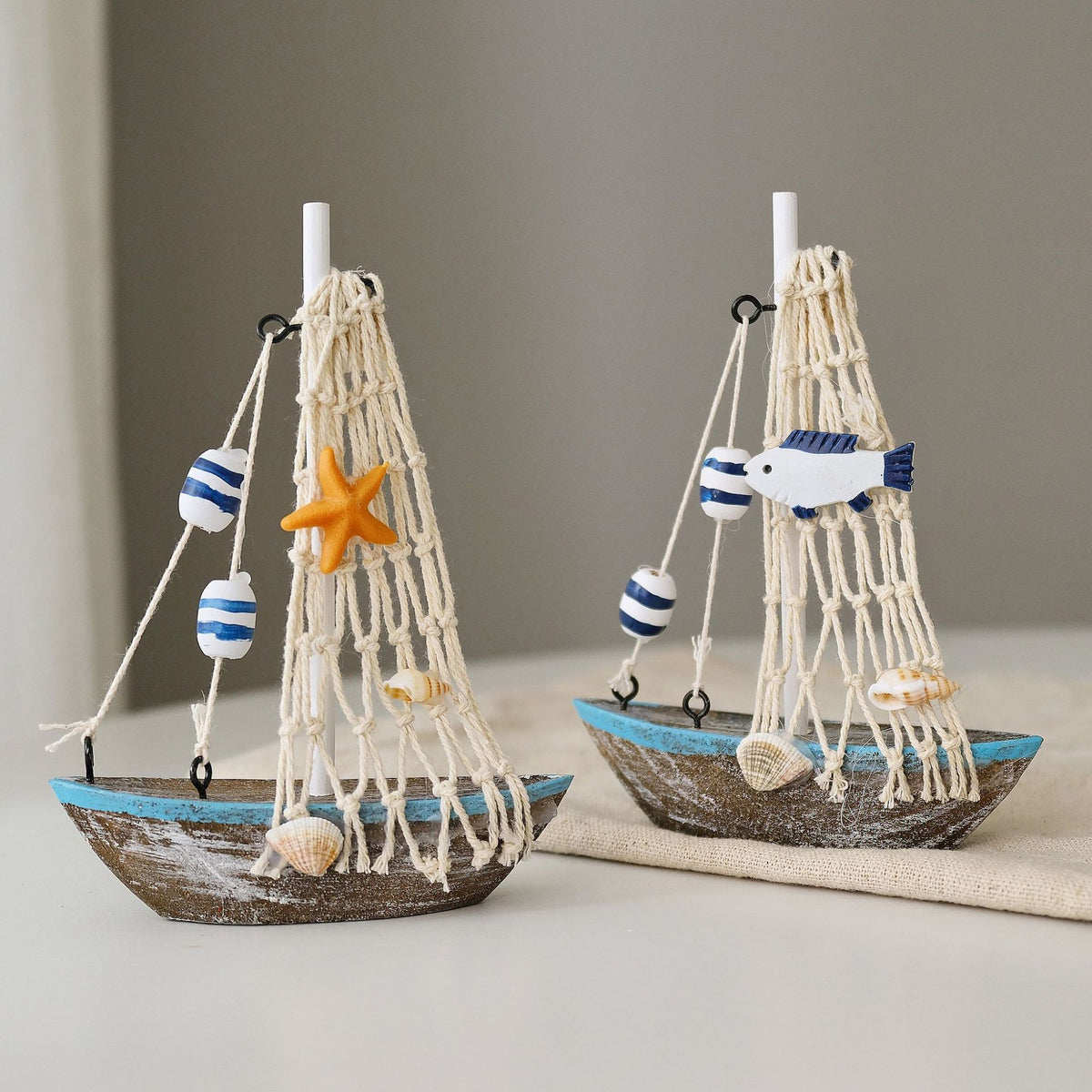 Nautical Mediterranean Wooden Sailboat Model