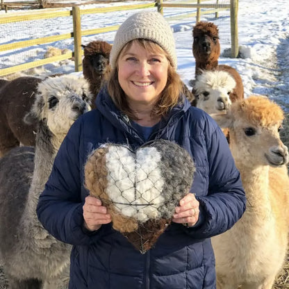 🕊️ Handmade Alpaca Fiber Bird Nesting Heart