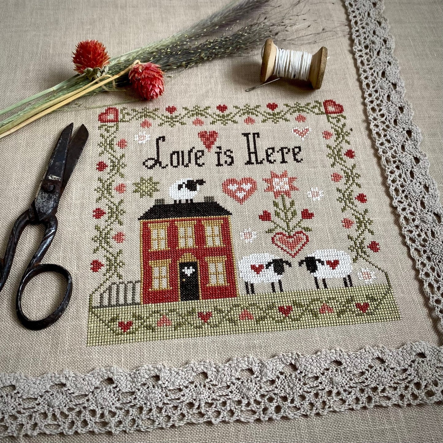 “Love is Here” Sampler Cross Stitch DIY Kit🧵