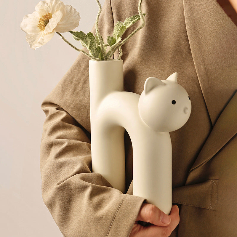Tube Cat Flower Vase