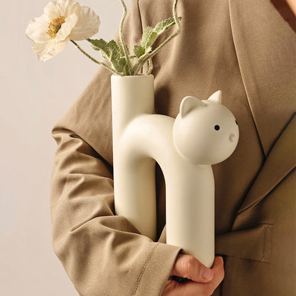 Tube Cat Flower Vase
