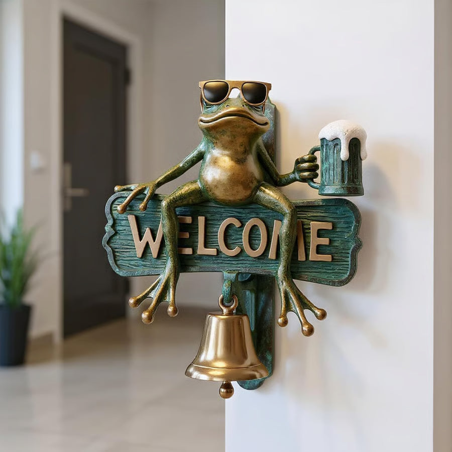 🏆Free Shipping⚡ 50K+ SOLD!🐸 Chill Frog WELCOME Doorbell
