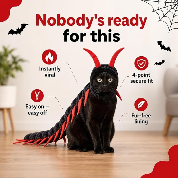 Centipede Plush Halloween Costumes for Cats