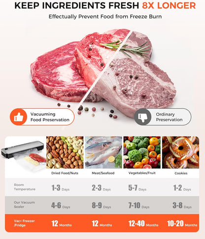 Food Vacuum Sealer Includes 10 Bags (Sliver)