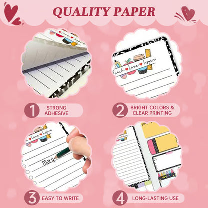 📝 "Teaching with Heart" Teacher's Sticky Notes – well-organized and inspiring, the perfect gift for teachers! ❤️🍎