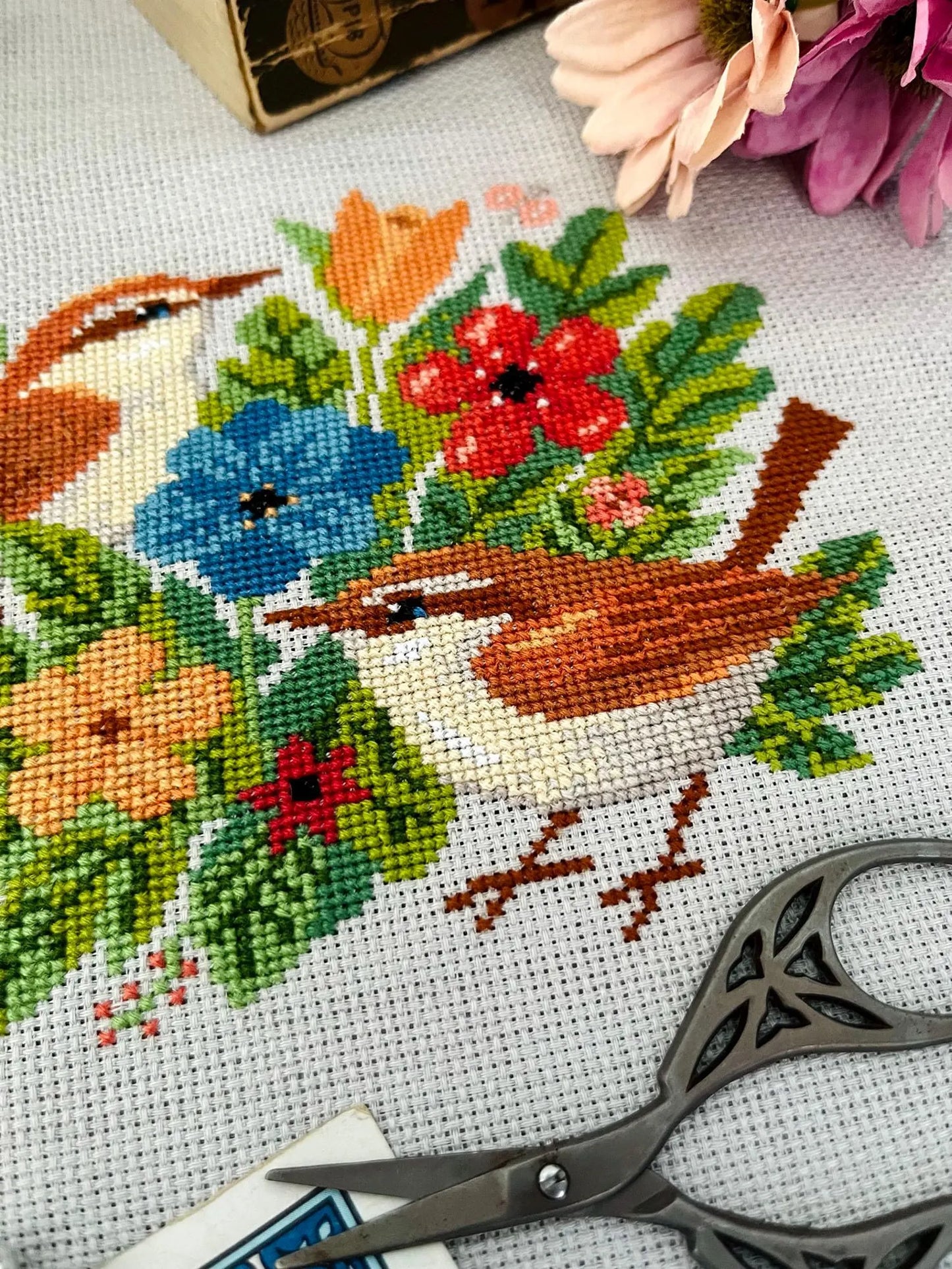 Birds and Blooms Cross Stitch Kit