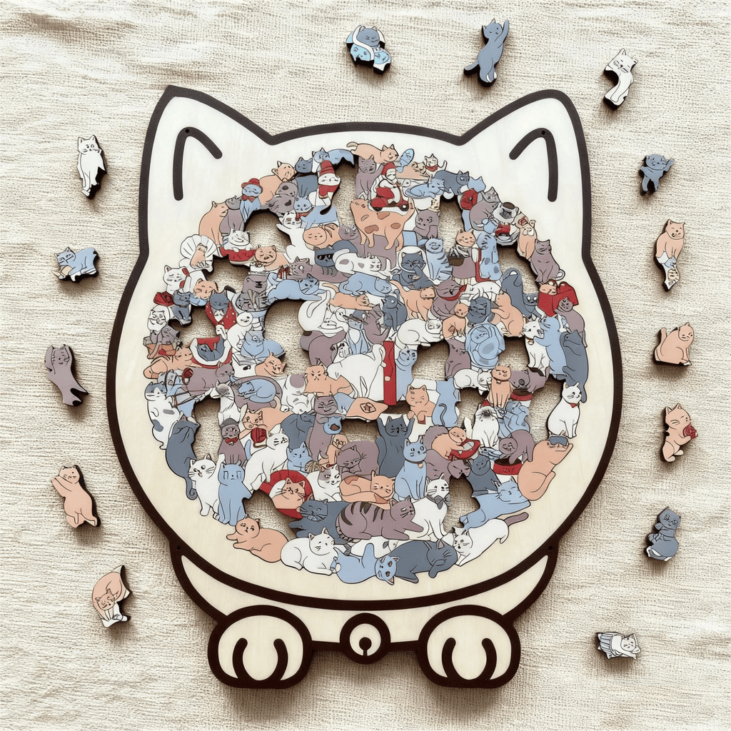 🎁Wooden Cat Puzzle with 135 Pieces