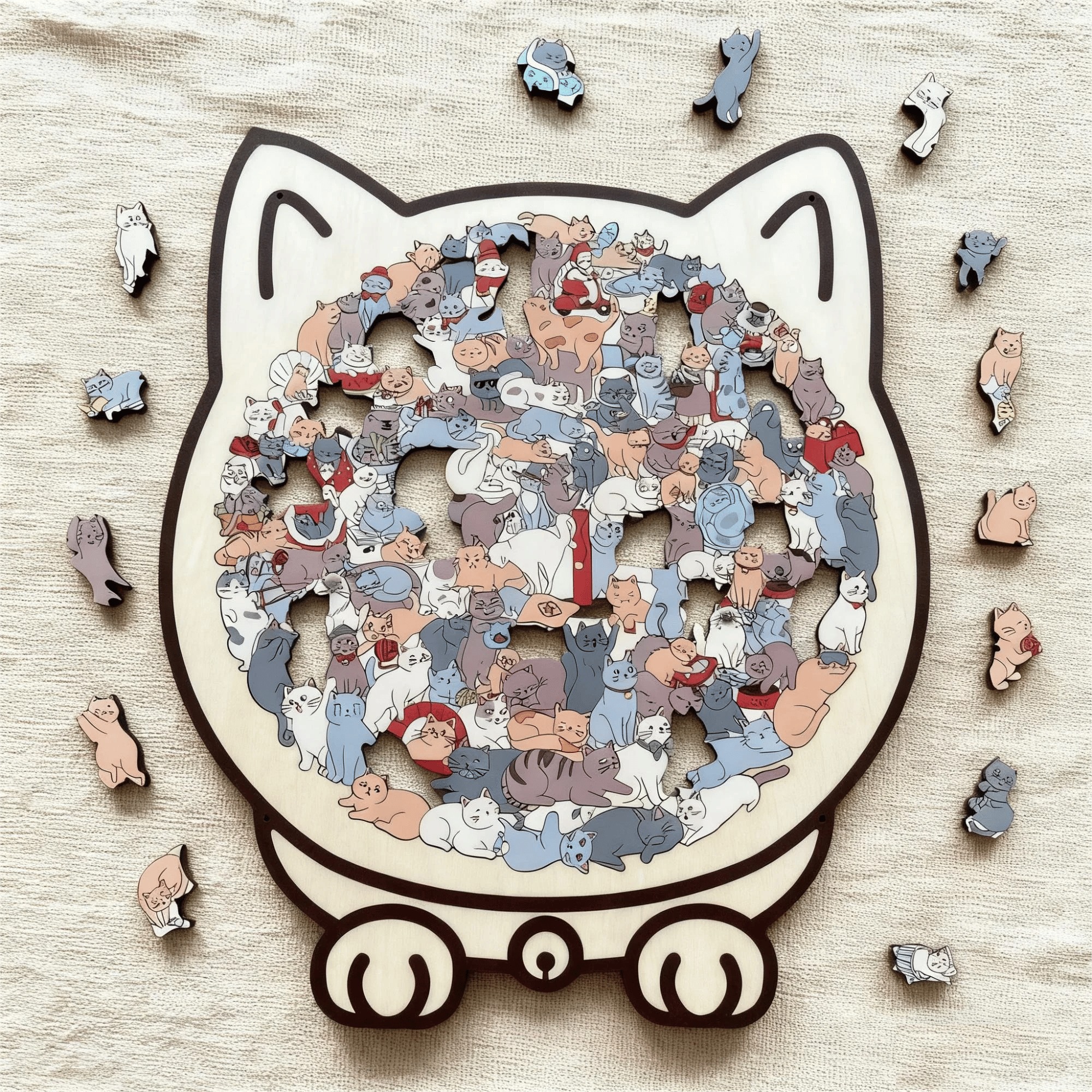 🎁Wooden Cat Puzzle with 135 Pieces