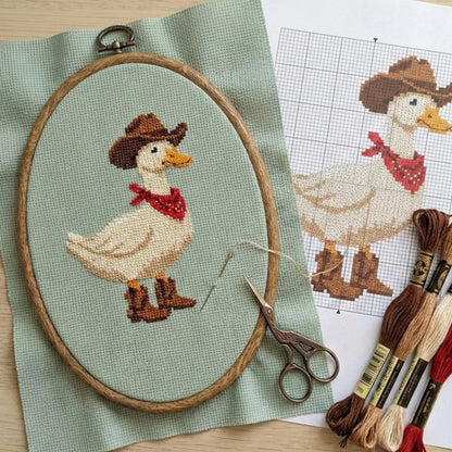 🦢Cowboy Duck Cross Stitch DIY Kit