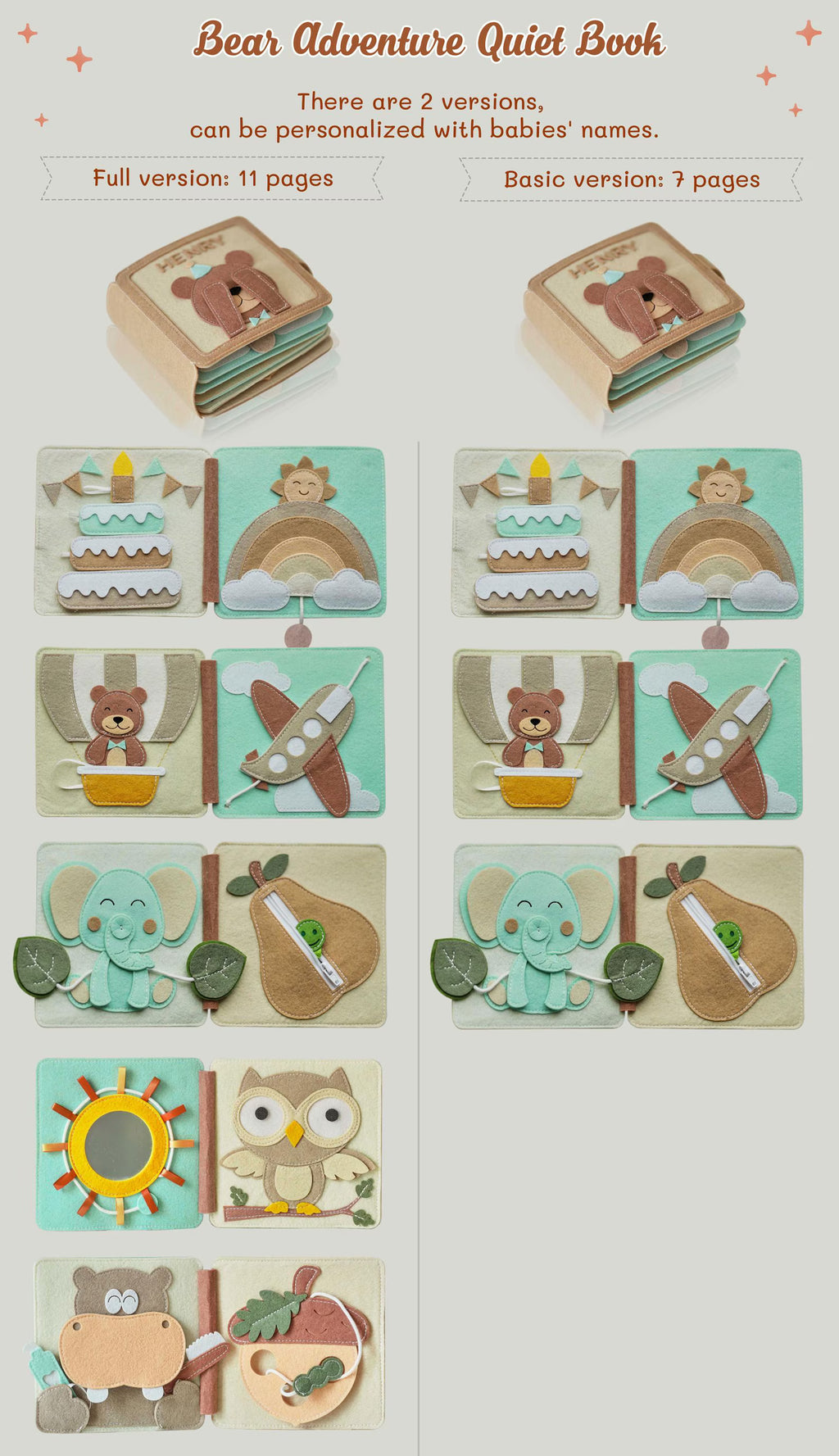 Handmade Felt Quiet Book  For Baby