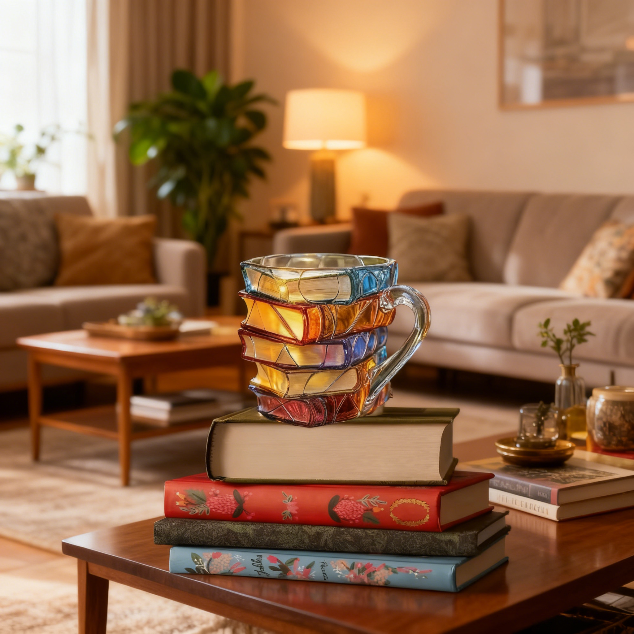 3D Painting Book Mug Unique Stacked Coffee Cup