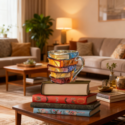 3D Painting Book Mug Unique Stacked Coffee Cup