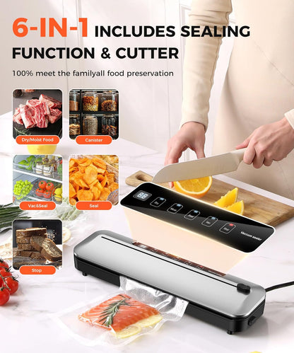 Food Vacuum Sealer Includes 10 Bags (Sliver)