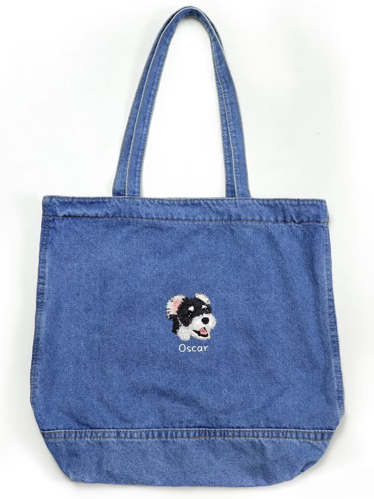 Custom Pet Portrait Embroidered Denim Tote Bag | Handmade Sentimental Pet Keepsake Gift（副本）