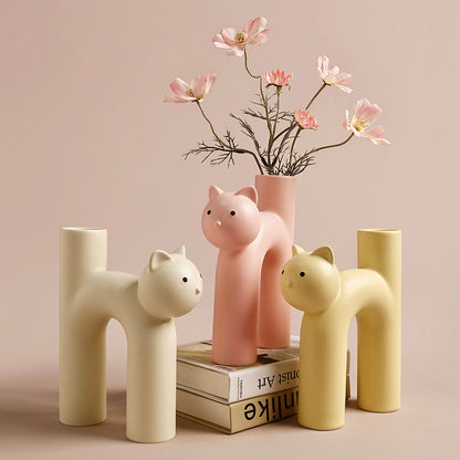 Tube Cat Flower Vase