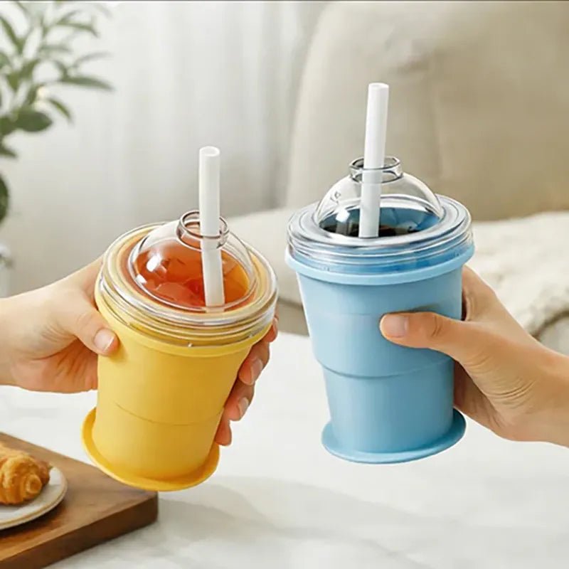 🧊Collapsible Ice Maker Cup with Lid & Straw