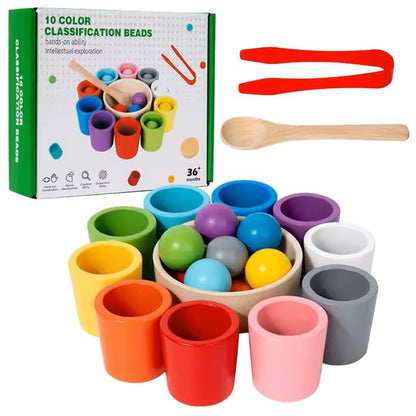 Rainbow Balls in Cups Toddler Montessori Toys