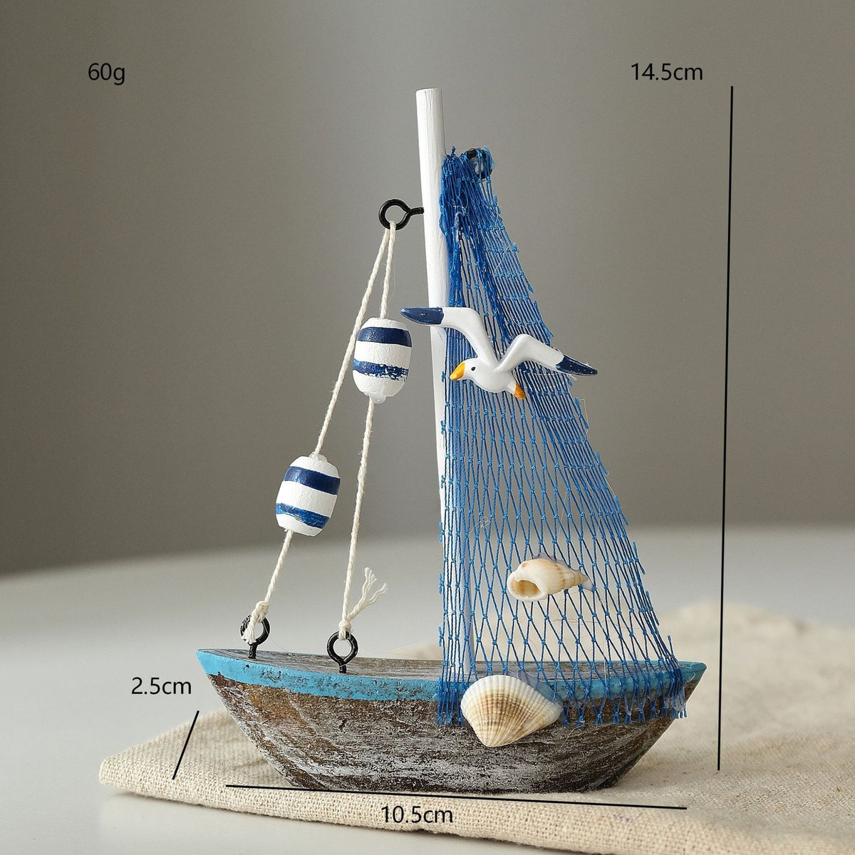Nautical Mediterranean Wooden Sailboat Model