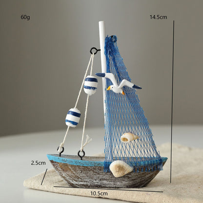 Nautical Mediterranean Wooden Sailboat Model